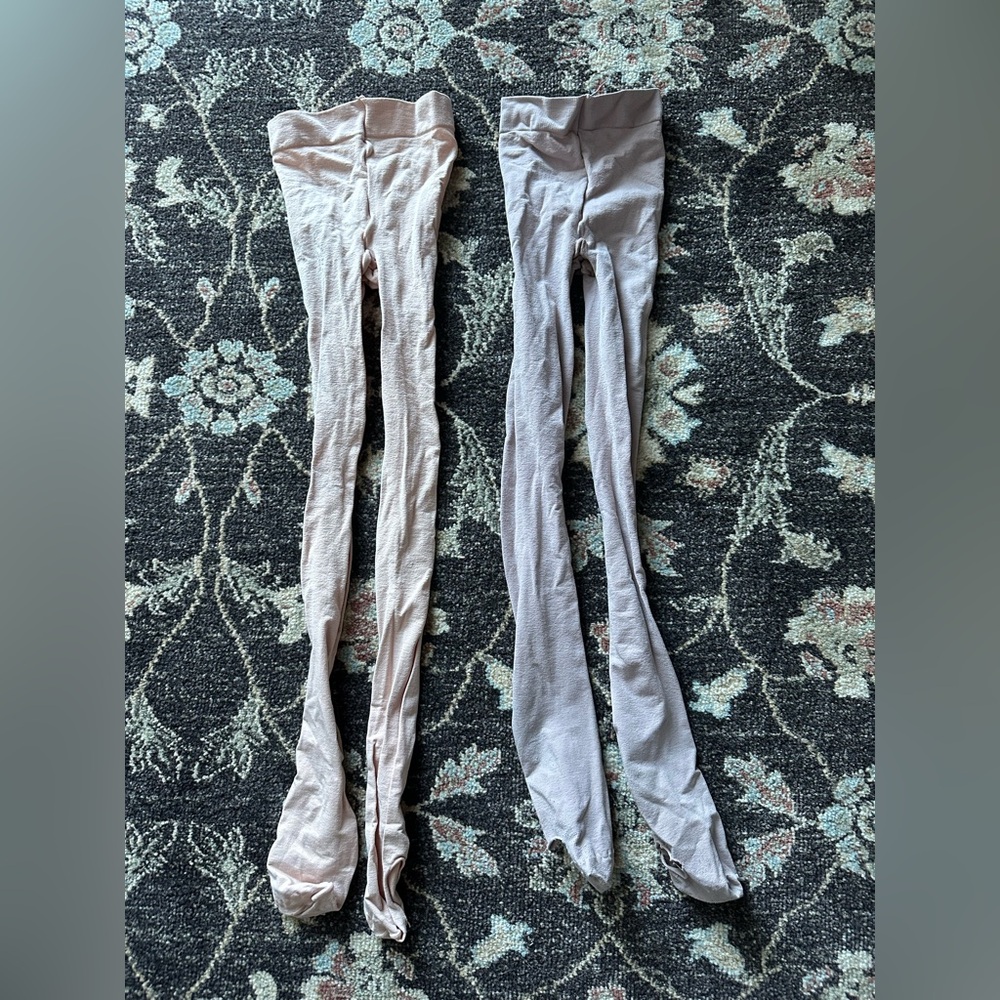 Mondor Size 12-14 Pairs 314 Tights 1 Ballerina 1 Light Tan Open Foot